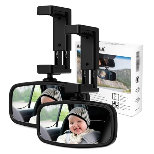 Rétroviseur voiture bébé lot de 2 miroirs noirs orientables à 360°