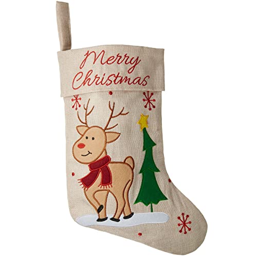 dressforfun Botte de Saint Nicolas aspect jute avec motif de renne