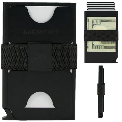 Aluminum Cardholder Wallet for Men-Metal Wallets with Advanced RFID Layer Protection | Slim & Minimalist Trendy Cardholder with Convenient Push Button for Quick Card Access (Black)