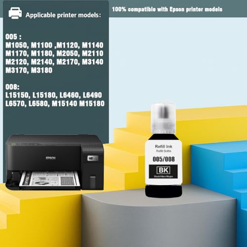 Image of KOSH 008 Refill Ink Compatible for Epson L6460 /L6490 /L6550 /L6570 /L6580 /L11160 /L15150 /L15160 Printers (Black x 1)
