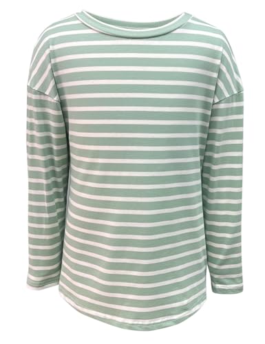 Image of Fanway&EC Girls Casual Long Sleeve T Shirts Basic Crewneck Striped Tunic Blouses Tops