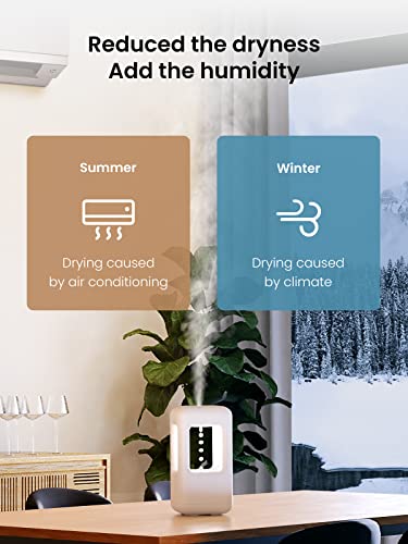 Humidifiers For Bedroom, Quiet Ultrasonic Humidifier For Baby Nursery Plants, Small Air Cool Mist Humidifiers For Home Office 500Ml, Anti-Gravity Humidifiers, Auto Shut Off, Easy To Clean, White #TOP2