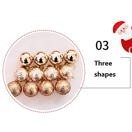 12 peças/1 caixa de bola de Natal de plástico bola de Natal de cor vibrante com glitter brilhante bo