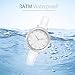 NUOVO Women's Silver Watch with Diamond - Casual Leather Strap Analog Display - Waterproof