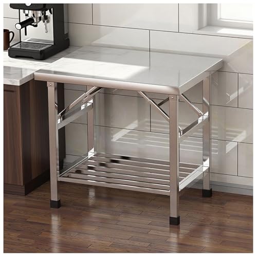 NQNFWCRJ Banco de Trabajo de Acero Inoxidable 304 de Doble Grosor Mesa de Trabajo para Cocinas Comerciales Mesa Plegable para Acampada Al Aire Libre Fácil de Limpiar Altura 55/72 Centimeters