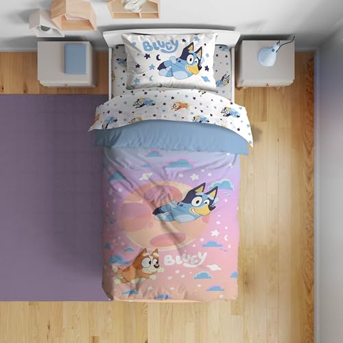 Image of Bluey Bingo Full Comforter Set 7 Piece Kids Bedding for Girls, Multi | Bed in a Bag, Comforter Sheets Shams Pillowcases, Official Brand, Soft Microfiber, Machine Washable, Girls Gift