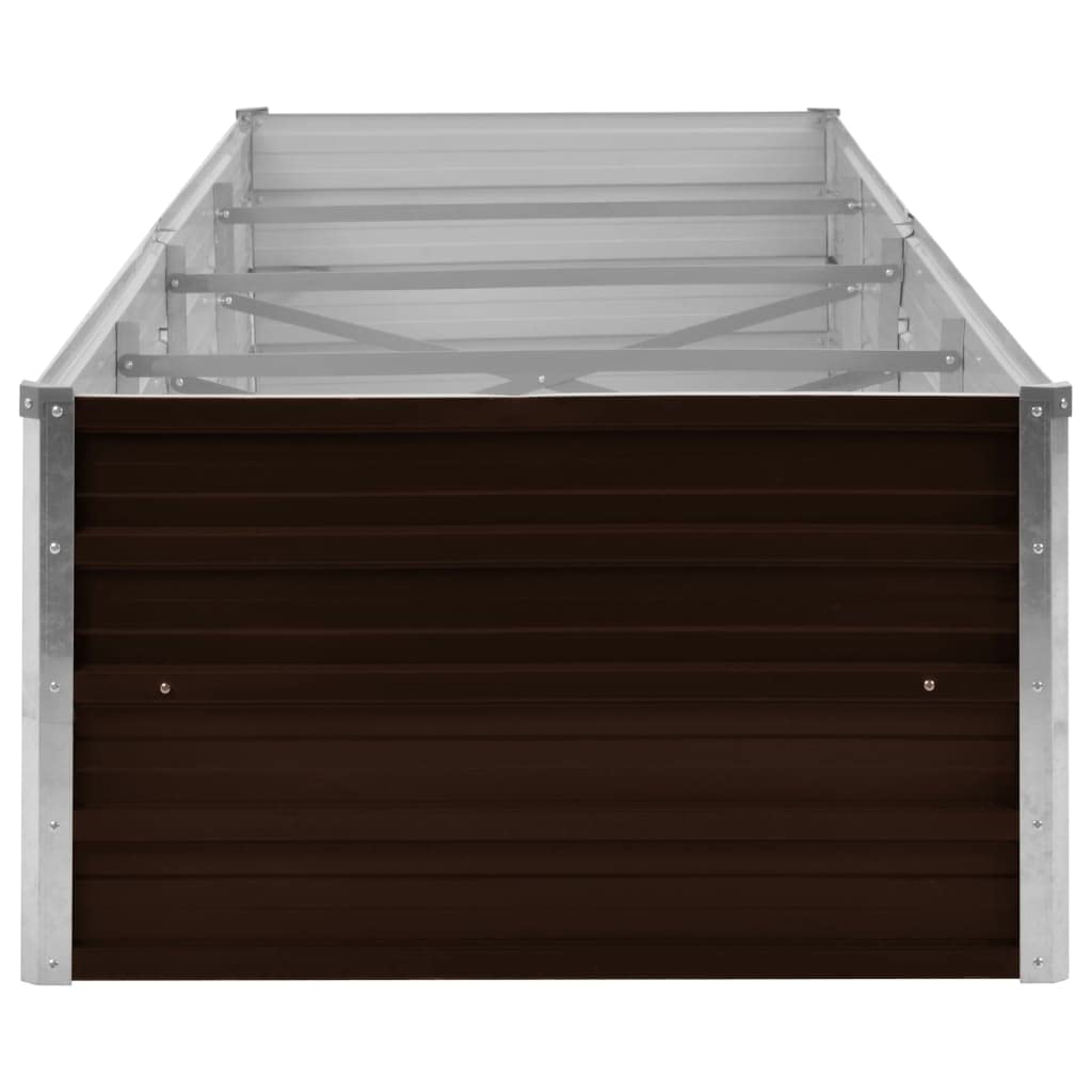 Bancal alto de jardín marrón 320 x 80 x 45 cm de acero galvanizado, bancal alto de metal para jardín, cama para plantas, cama de hierbas, caja de flores, decoración de entrada, balcón, terraza,