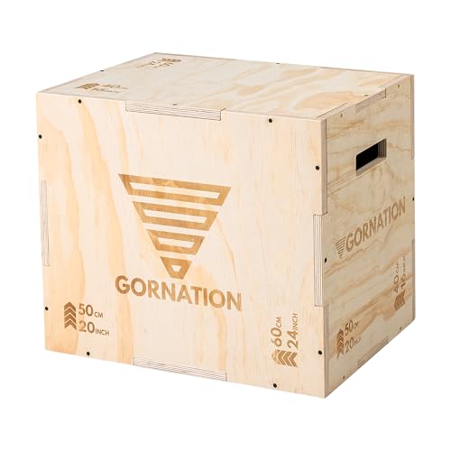 GORNATION Cajón Pliométrico para Crossfit, Fitness y Pliometría, Caja de Salto y Cardio Box para Entrenamiento en Casa y Gimnasio, Banco Step, Box Jump, Caja Crossfit (Madera, 40cm x 50cm x 60cm)