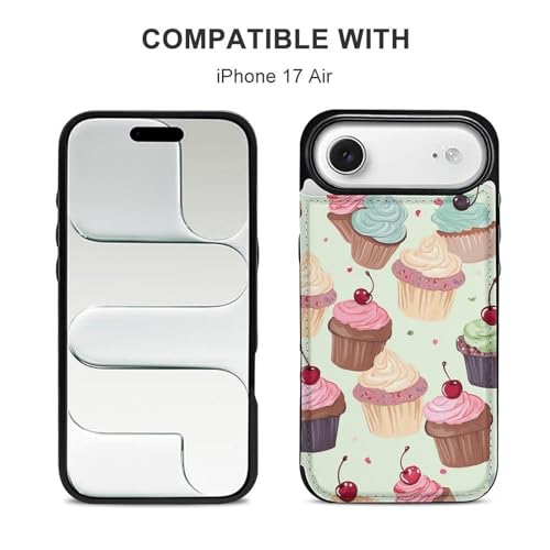 Étui portefeuille cupcake iPhone 17 coque de téléphone portable fine