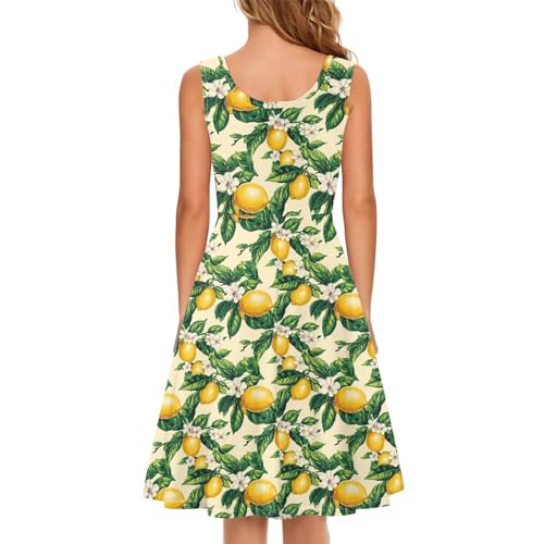 Image of Women's Casual Loose Sundress Midi Sleeveless Crewneck Dress Summer Beach Tank Dress with Pockets