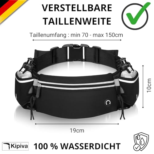 Trinkgürtel Laufen mit Flaschen Schwarz Laufgürtel mit Trinkflasche MTB Trinkgürtel Langlauf/Laufgürtel Mit Trinkflaschen (2x175ml) Bauchtasche Guertel Laufgurt Joggen Running Belt with Water Bottle