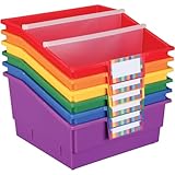 Really Good Stuff Picture Book Bins with Dividers - 6 Bins - 8?" W x 13?" D x 7?" H - Classroom Decor - Library Organization