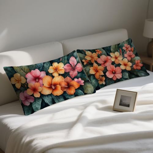Housse coussin 40x80 cm extérieur imperméable velours fleur canapé