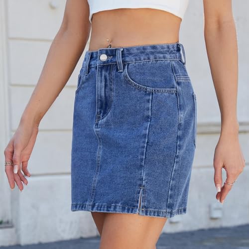Trendy Denim Short Skirt for Women High Waisted Casual Blue Jean Skirt, S-XXL4