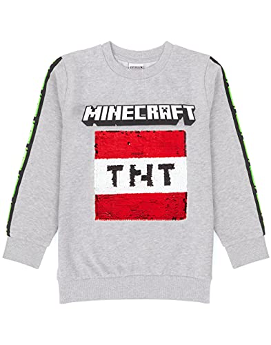 Minecraft Kids Sweatshirt Sequin Creeper TNT Grey Gamer Jumper Hoodie2