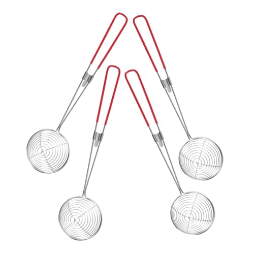 CIYODO 4pcs Stainless Steel Strainer with Handle for Noodles Bubble Tea Cooking Mesh Skimmer Spoon for Hot Pot Robust Design for Kitchen Use Easy to Clean