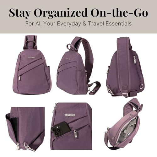 Image of Baggallini Medium Sling Backpack - 9 inchx11 inch Lightweight Sling Bag with Convertible Adjustable Shoulder Strap