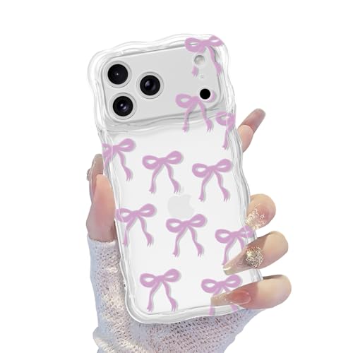 Coque iPhone 17 Pro Max violette transparente en silicone TPU souple ondulé