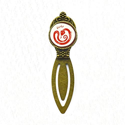 Marque-page rétro Year of Snake rouge au design raffiné du zodiaque chinois