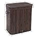 SONGMICS Divided Bamboo Laundry Basket Double Hamper with Lid Handles and Removable Liner Two-section Dirty Clothes Storage Sorter Rectangular Dark Brown ULCB64B