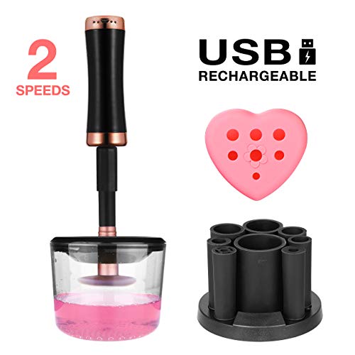 Makeup Brush Cleaner - LARMHOI Electric Makeup Brush Cleaning Tool with USB Charging, 2 Adjustable Speed, 8 Holder Base, Deep Cosmetic Brush Spinner for Makeup Brush, Beauty, Women Gifts