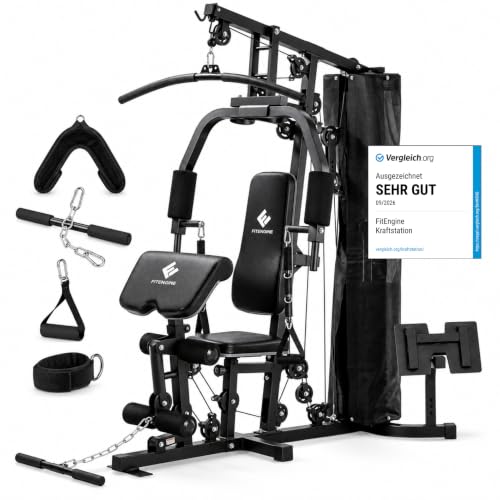 FitEngine Kraftstation | Multifunktions-Homegym für den ganzen Körper | Gewichte...