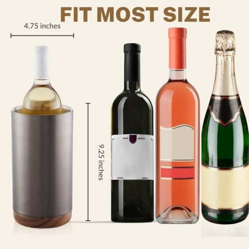 Image of The Empty Space Premium Stainless Steel Double Wall Wine Cooler - Fits Most Standard Sized Bottles. Designed to Keep Bottles Colder for Longer, BPA-Free Designer Barware. Elegant Champagne Chiller