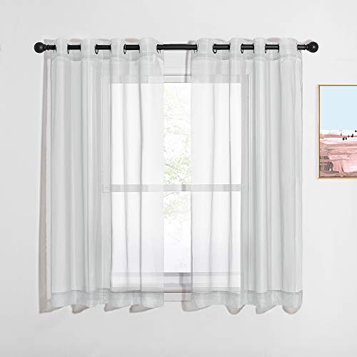 NICETOWN Thin Sheer Curtain Panels - Lightweight Voile Curtains Window Treatment (Light Gray, 2-Pack, 54" Wide x 45" Long) Light Gray 54"W x 45"L (Pac