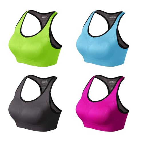 Image of Match Women's Seamless Racerback Sports Bra with Removable Pads Strappy Workout Bra Top for Yoga Gym Running Fitness (New Size)