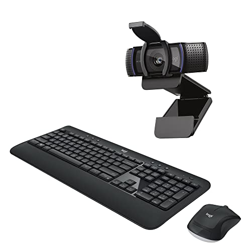 Appels vidéo HD 1080p avec webcam autofocus Logitech C920s et ensemble clavier souris MK540