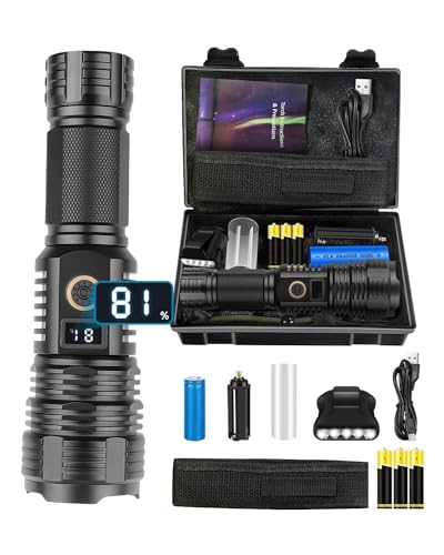 Tekwet Taschenlampe Helle, XHP90 100000 Lumen LED Taschenlampe, USB Type-C Aufladbar, 5000mAh Batteriebetrieben Taktische taschenlampen, IPX5 Wasserdicht, Camping Wandern Outdoor Tekwet Taschenlampe Helle, XHP90 100000 Lumen LED Taschenlampe, USB Type-C Aufladbar, 5000mAh Batteriebetrieben Taktische taschenlampen, IPX5 Wasserdicht, Camping Wandern Outdoor