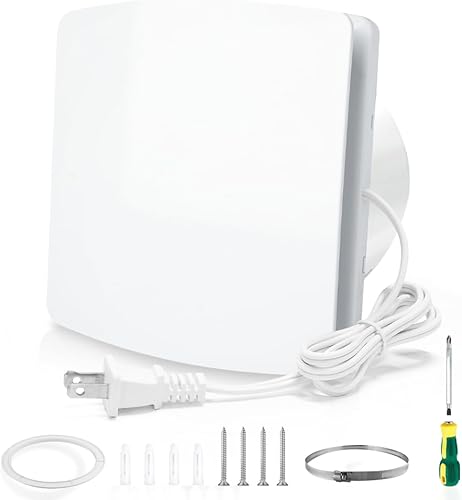 WiseWater Extractor de baño, 110 V CA 56 CFM, 34 dB, conducto de 4 pulgadas, ventilador extractor de panel de 6 pulgadas, ventilador de ventilación