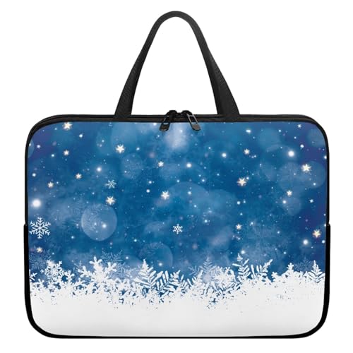 Custodia per Laptop Natale Motivo Fiocco di Neve Notebook Sleeve Impermeabile con Manico e Cerniera Borsa per Inverno 13 pollici
