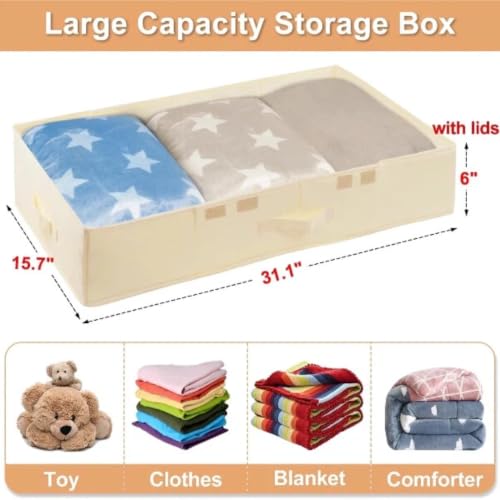 Image of Large Wedding Dress Preservation Box ,2 Pack Underbed Storage Containers with Lids and Handles, Fits Wedding Gowns, Blankets, Comforters, Quilts & Bedding