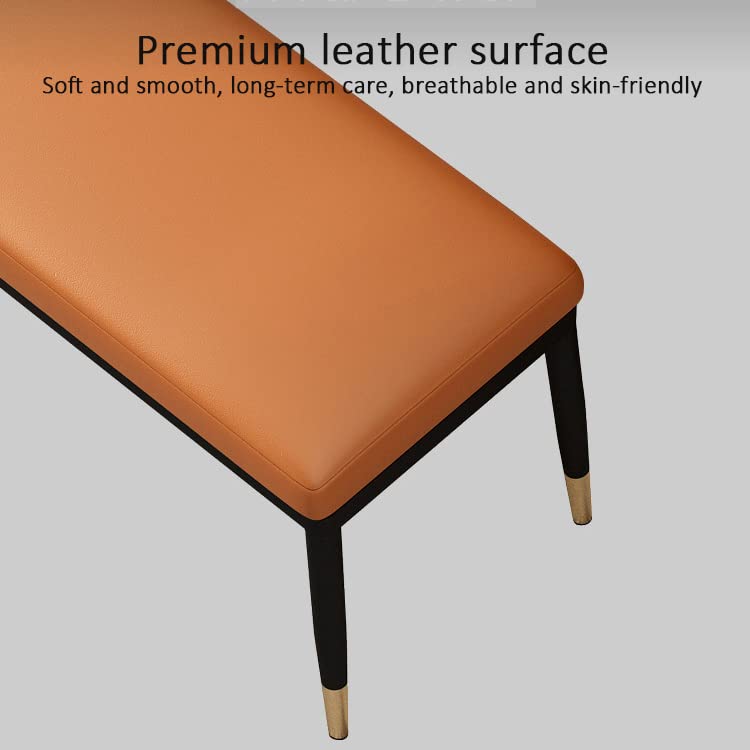 Otomana de almacenamiento tapizada de cuero, reposapiés rectangular y banco de final de cama, cómodo asiento de comedor con almacenamiento oculto, elegante solución de decoración del hogar