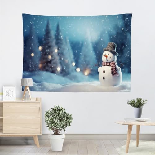 Tapisserie murales lavable bonhomme de neige bleu pour masquer un mur vide