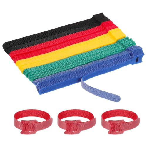 PATIKIL 8 Inch Reusable Cable Ties, 100 Pcs Adjustable Fastening Hook and Loop Straps Cord Management Wire Wrap Organizer for Home Office Cables, 5 Colors
