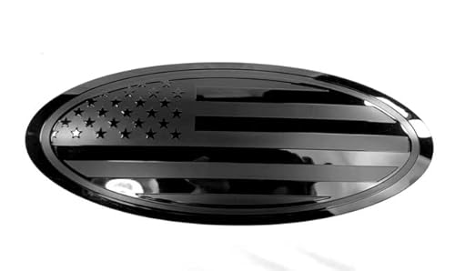 9.5 Inch Overlay Front Grille Tailgate Rear Aluminum Oval American Black Flag Emblem For F150 2015-2021 (Black, 9.5") #TOP5
