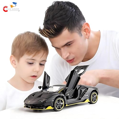 Image of Lamborghini Car Toy | 1:32 Scale Die-cast Metal | Pull Back Action Toy Vehicles with Openable Doors Light and Sound Toy Car for Kids | Miniature Collectible Model Car | Best Gift for Boys