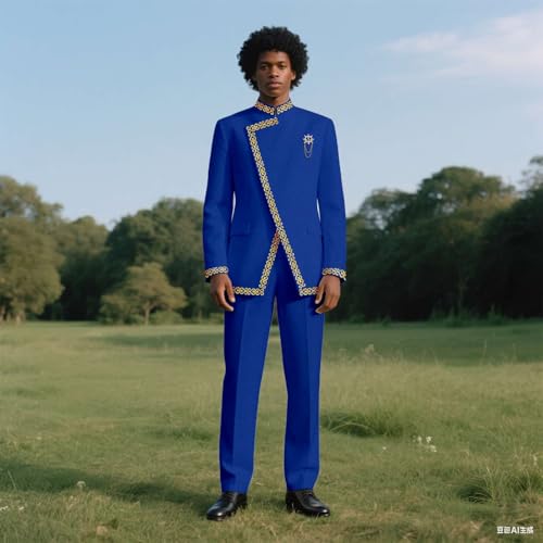 Men's 2 Pieces Suit Elegant Solid Slim Fit Brooch Party Long Blazer and Pants 2 Piece Set2