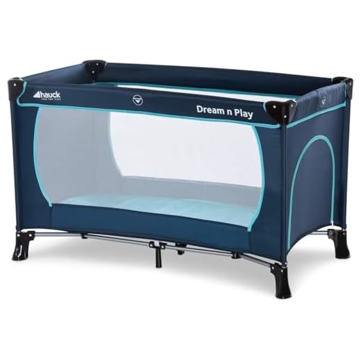hauck Dream N Play Plus Parque Infantil Bebe Plegable, Cuna de Viaje Bebe desde el Nacimiento hasta 15 kg, Bolsa de Transporte, 120 x 60 cm - Navy/Turquesa