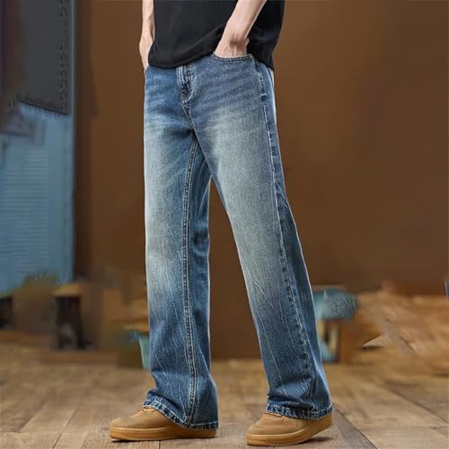 Men's Vintage Loose Fit Straight Leg Jeans Washed Wide Leg Retro Casual Denim Pants2