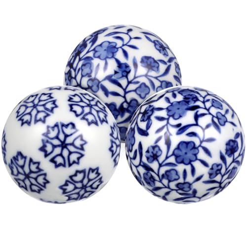 Ciieeo 3 Unids Bolas Flotantes De Cerámica Azul Y Blanca Esferas Decorativas para Piscina Acuario Centro De Mesa Y Decoración del Hogar 1.96 Pulgadas