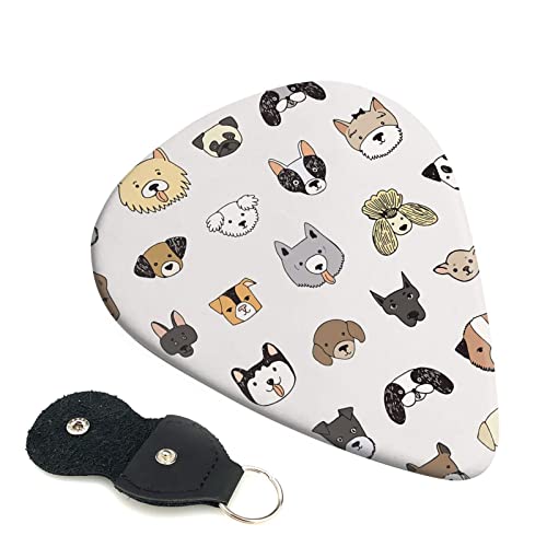 ギターピック 6枚セット 0.46mm 0.71mm 0.96mm エレキギター ベース用ピック ウクレレ ギター ABS素材 エレクトリック アコースティック 弦楽器 初心者 トライアングル ピック( かわいい 犬の頭 )