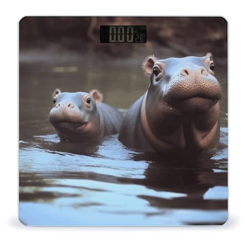 Báscula Digital Baby Hippos 400 lb Vidrio Templado miniatura 1