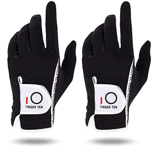 FINGER TEN Golf Gloves Men Left Hand Right Rain Grip Weathersof Value 2 Pack