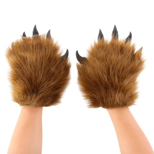 Guantes de peluche de Halloween con garras de animales para disfraces y cosplay