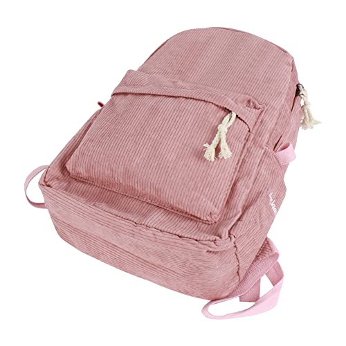 Lobagve Corduroy Backpacks Lightweight Casual University College Bookbag Travel Daypack for Women Men,Pink4