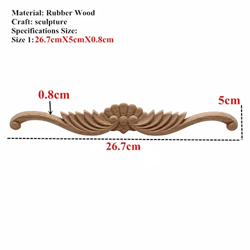 Madera tallada aplique rectangular LVTFCO de 26,7x5 cm para fondo de muebles 2