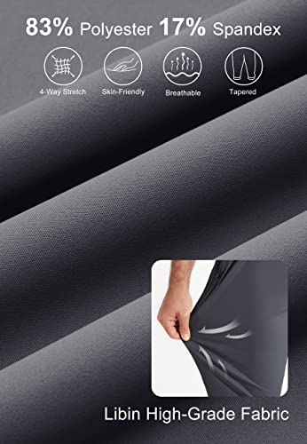 Libin Men's Golf Jogger Pants With Zipper Pockets Stretch Athletic Sweatpants Tapered Track Running Pants Workout Travel Casual Work, Grey, S #TOP1